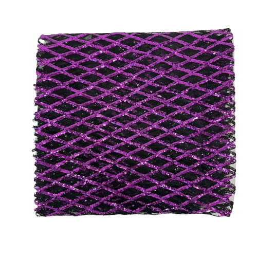 Purple Diamond Pattern Sequins Stretch Mesh Fabric