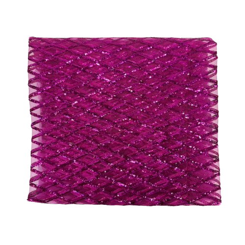 Fuchsia Diamond Pattern Sequins Stretch Mesh Fabric