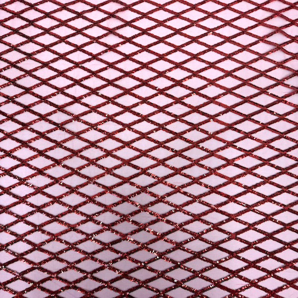 Diamond Pattern Sequins Stretch Mesh Fabric