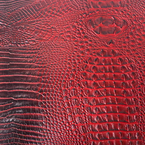 Red Amazon 3D Embossed Gator Faux Leather Vinyl Fabric