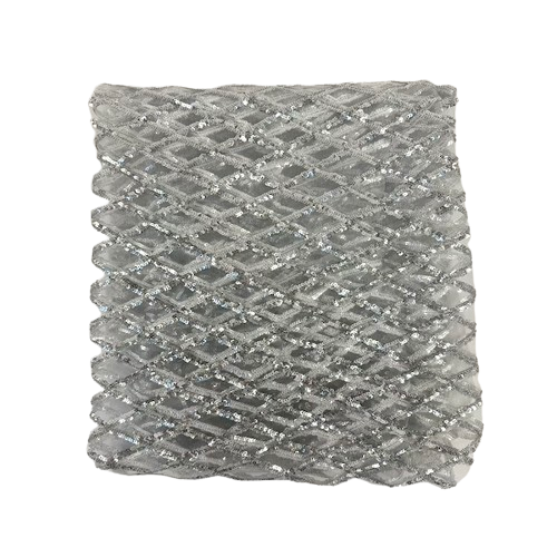 Diamond Pattern Sequins Stretch Mesh Fabric