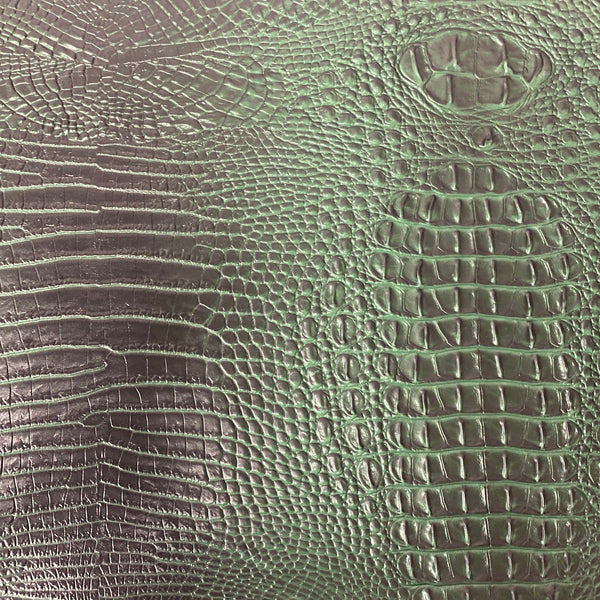 Hunter Green Amazon 3D Embossed Gator Faux Leather Vinyl Fabric