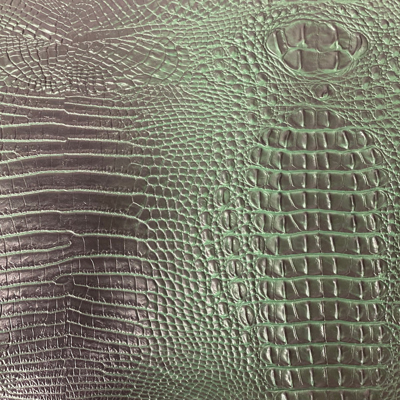 Hunter Green Amazon 3D Embossed Gator Faux Leather Vinyl Fabric