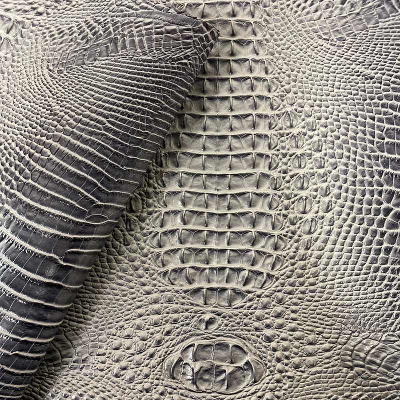 Stone Amazon 3D Embossed Gator Faux Leather Vinyl Fabric