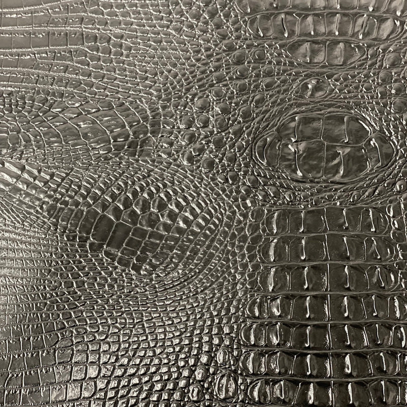 Black Amazon 3D Embossed Gator Faux Leather Vinyl Fabric