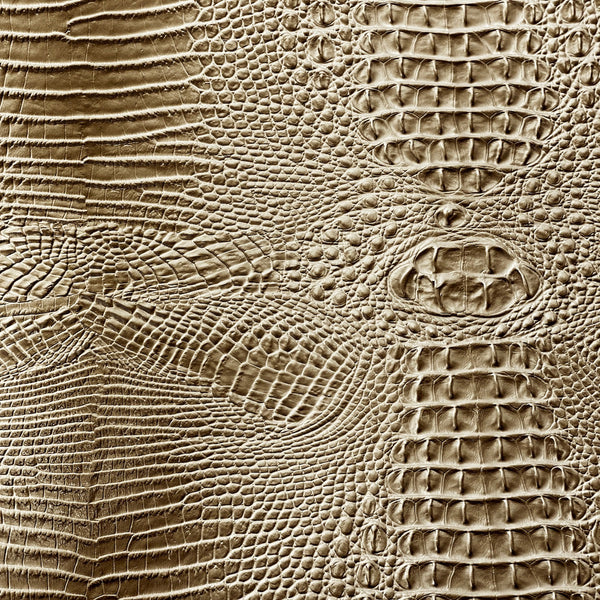 Beige Amazon 3D Embossed Gator Faux Leather Vinyl Fabric