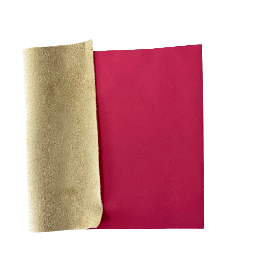 Matte Pink Lambskin Stretch Faux Leather With Suede Backing Apparel Fabric