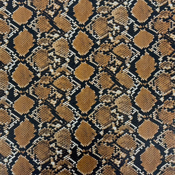 Mocha Brown Caicos Snake Skin Faux Leather Vinyl Fabric