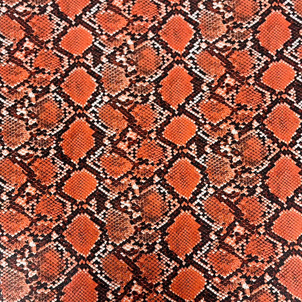 Orange Caicos Snake Skin Faux Leather Vinyl Fabric