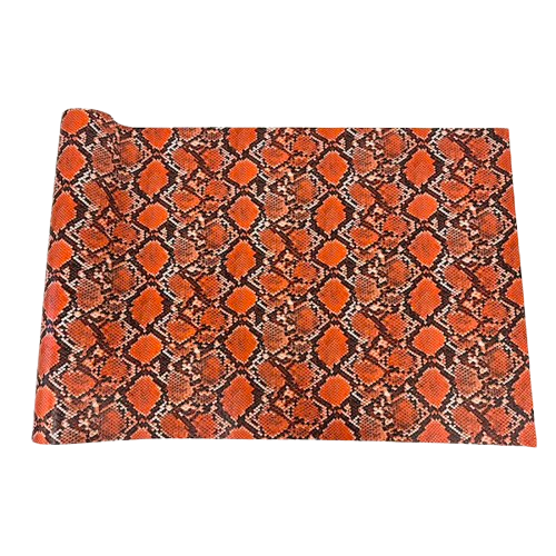 Orange Caicos Snake Skin Faux Leather Vinyl Fabric