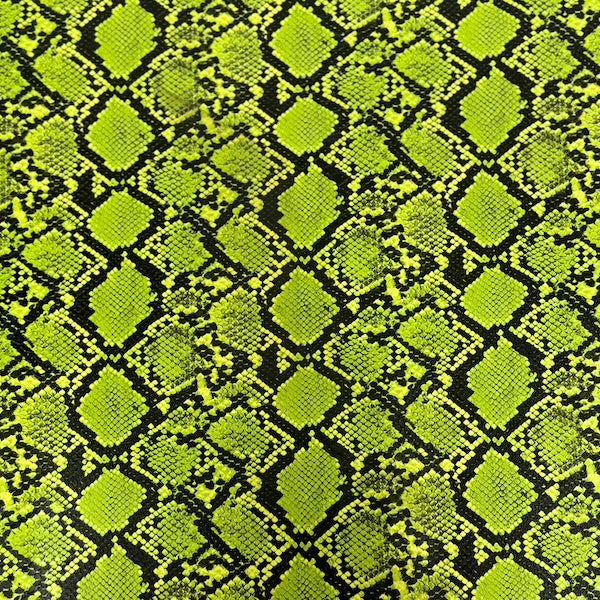 Neon Green Caicos Snake Skin Faux Leather Vinyl Fabric