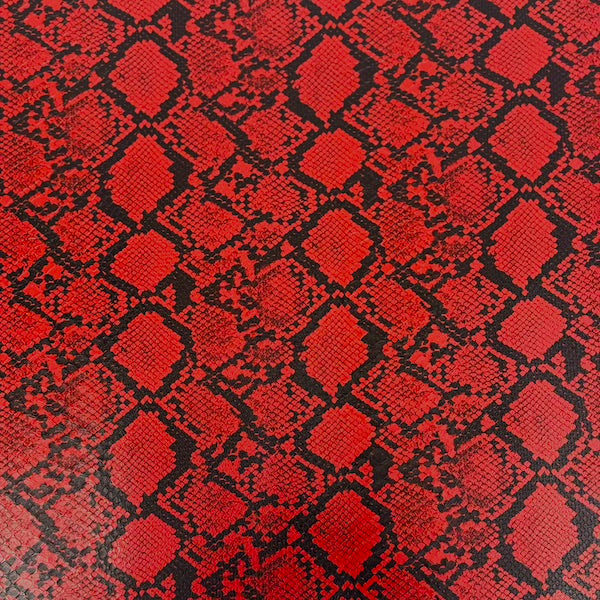 Red Caicos Snake Skin Faux Leather Vinyl Fabric