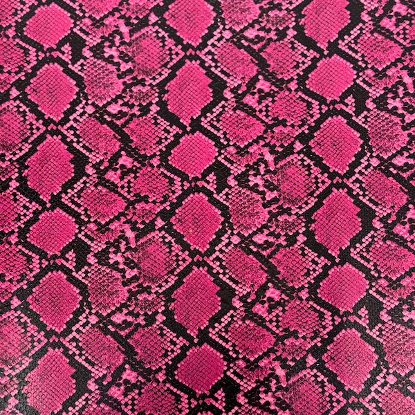 Hot Pink Caicos Snake Skin Faux Leather Vinyl Fabric