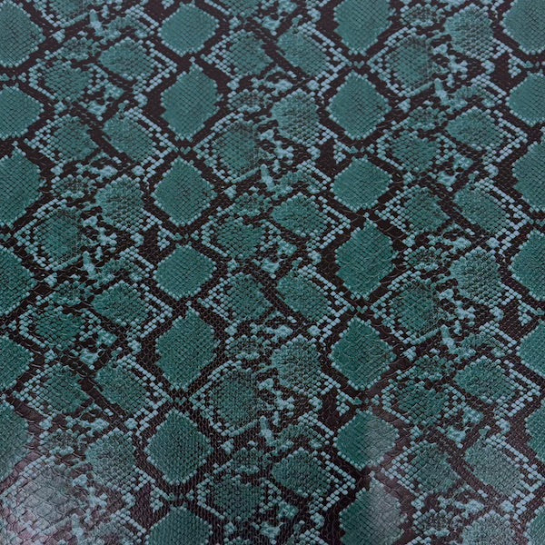 Teal Caicos Snake Skin Faux Leather Vinyl Fabric