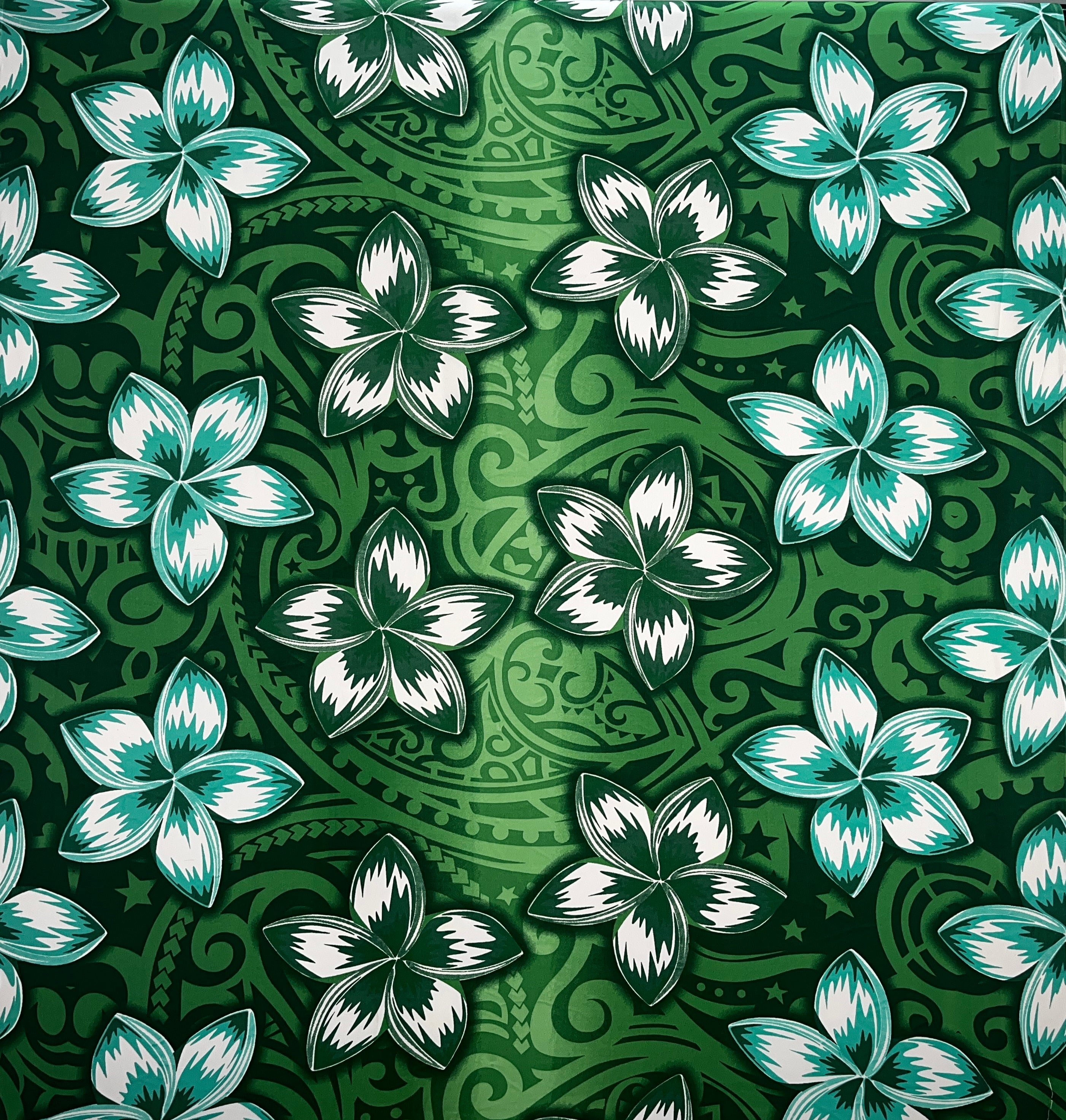 Plumeria Traditional Tattoo background Peachskin Fabric | Islands Fabric