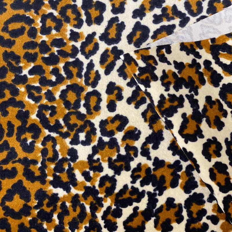 Leopard Print Velvet Flocking Fabric