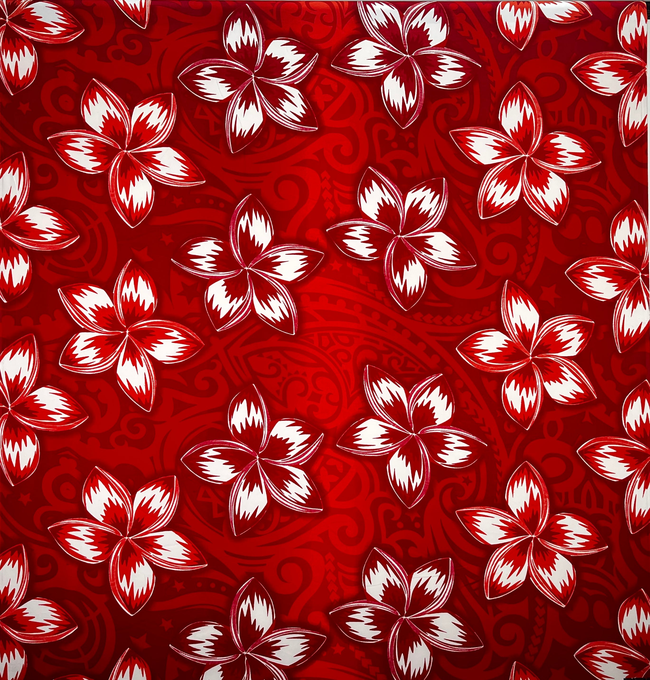 Plumeria Traditional Tattoo background Peachskin Fabric | Islands Fabric