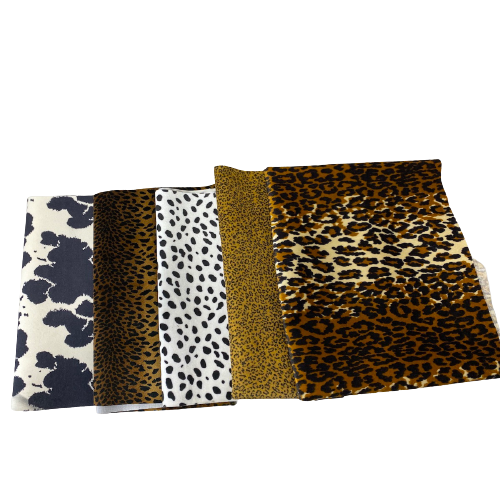 Cheetah Print Velvet Flocking Fabric