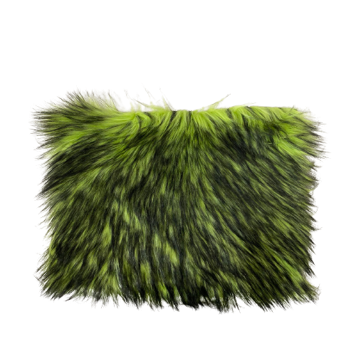 Lime Green Black Husky Print Long Pile Shaggy Faux Fur Fabric