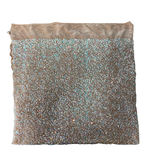 Pearl Blue | Nude Sequins Embroidered Stretch Velvet Rodeo Fabric