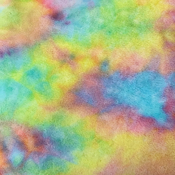 Rainbow Tie Dye Rabbit Soft Plush Short Pile Faux Fur Fabric