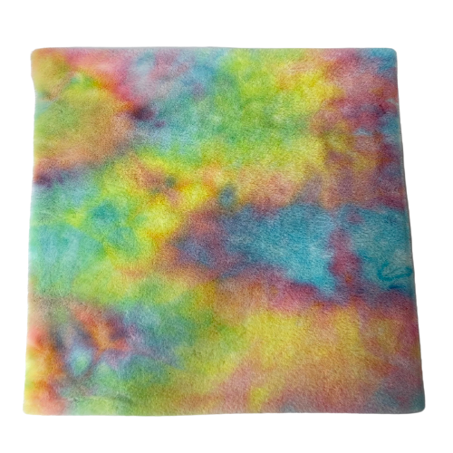 Rainbow Tie Dye Rabbit Soft Plush Short Pile Faux Fur Fabric