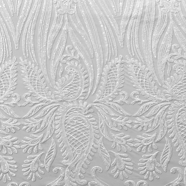 White Nebill Stretch Sequins Lace Fabric