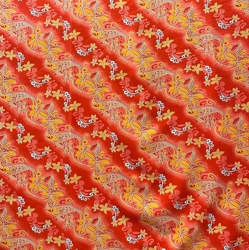 Diagonal Tiare Lei Polyester Fabric | Islands Fabric