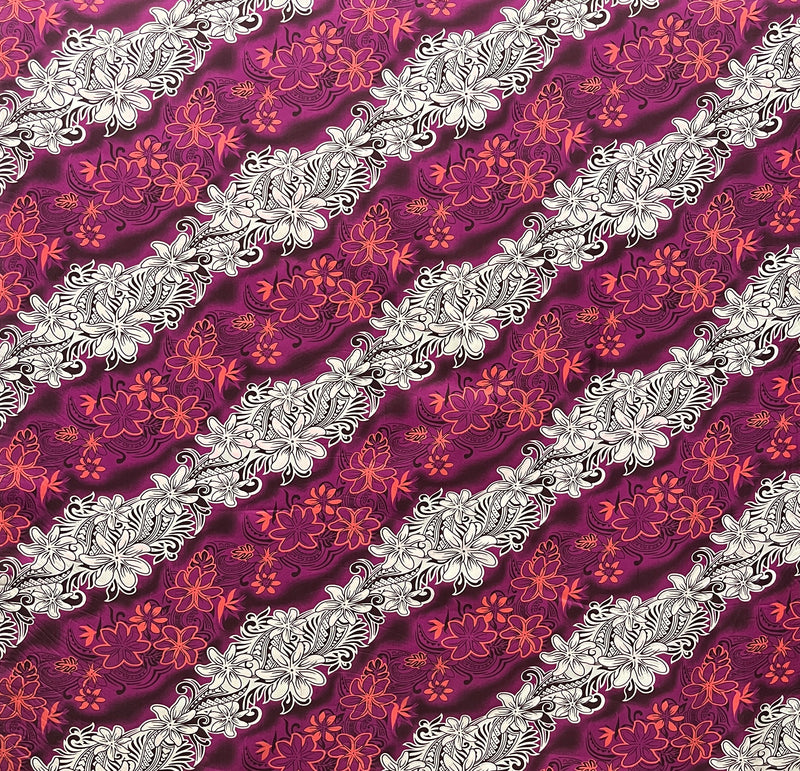 Diagonal Tiare Lei Polyester Fabric | Islands Fabric