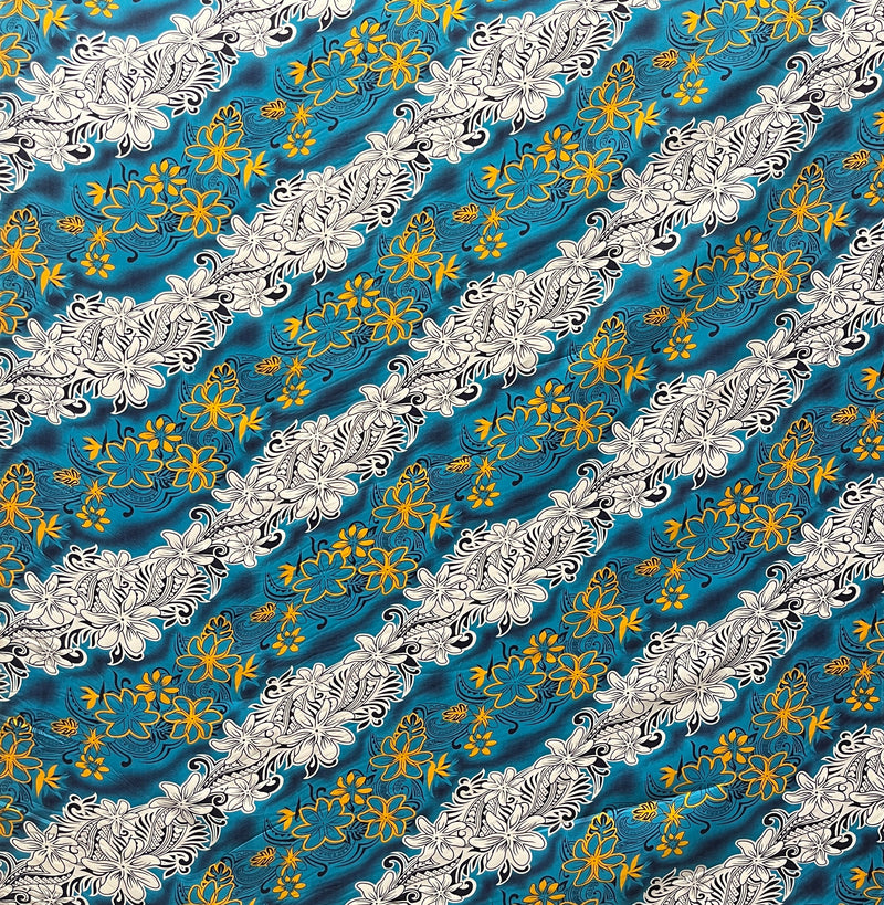 Diagonal Tiare Lei Polyester Fabric | Islands Fabric