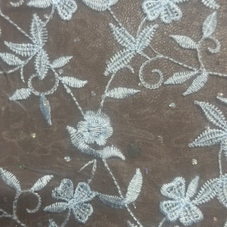 Organza Flower Embroidery Fabric | Spandex Palace Light blue