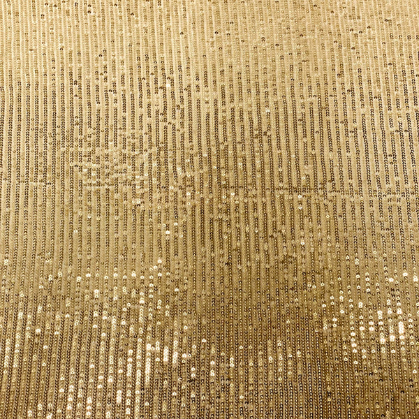 Gold Mille Striped Stretch Sequins Lace Fabric