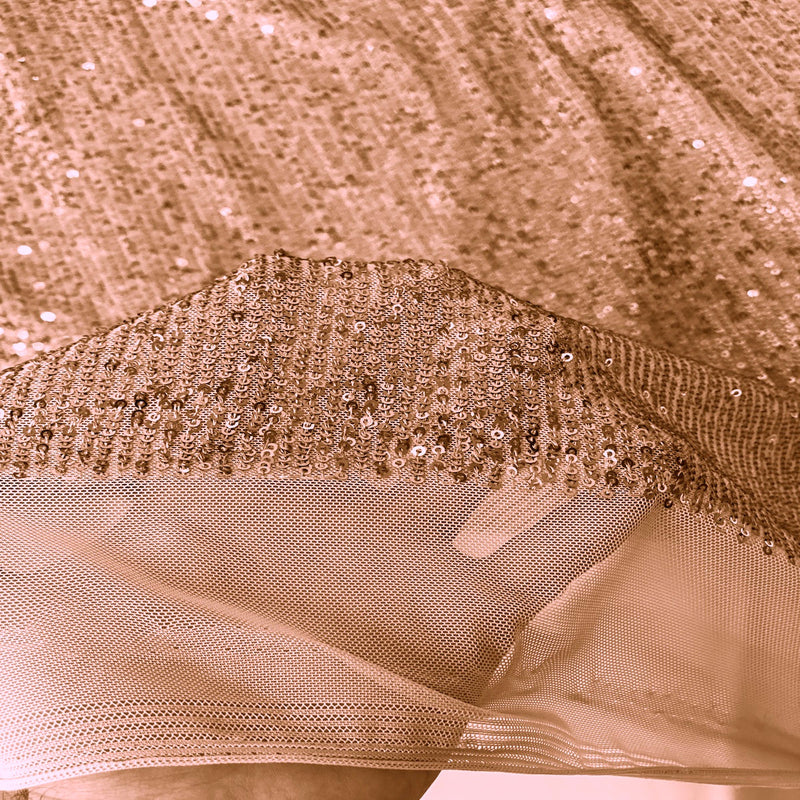 Bronze Mille Striped Stretch Sequins Lace Fabric