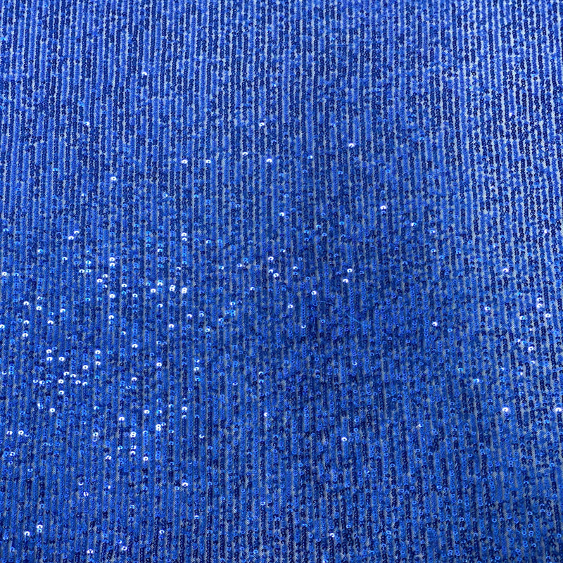 Royal Blue Mille Striped Stretch Sequins Lace Fabric