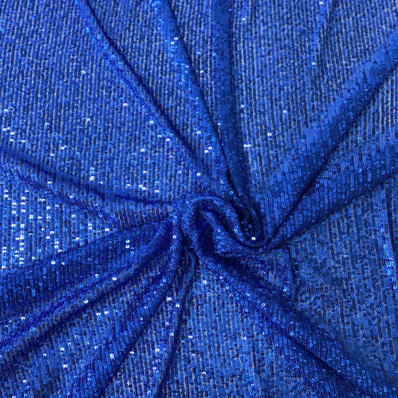 Royal Blue Mille Striped Stretch Sequins Lace Fabric