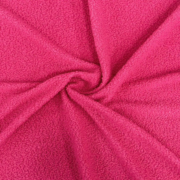 Fuchsia Terry Knit Faux Wool Boucle Fabric