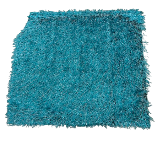 Turquoise Blue | Silver Metallic Faux Ostrich Feather Lace Fabric