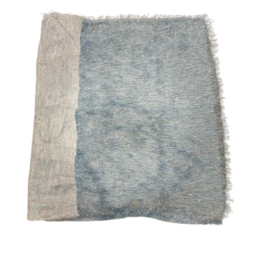 Baby Blue | Silver Metallic Faux Ostrich Feather Lace Fabric