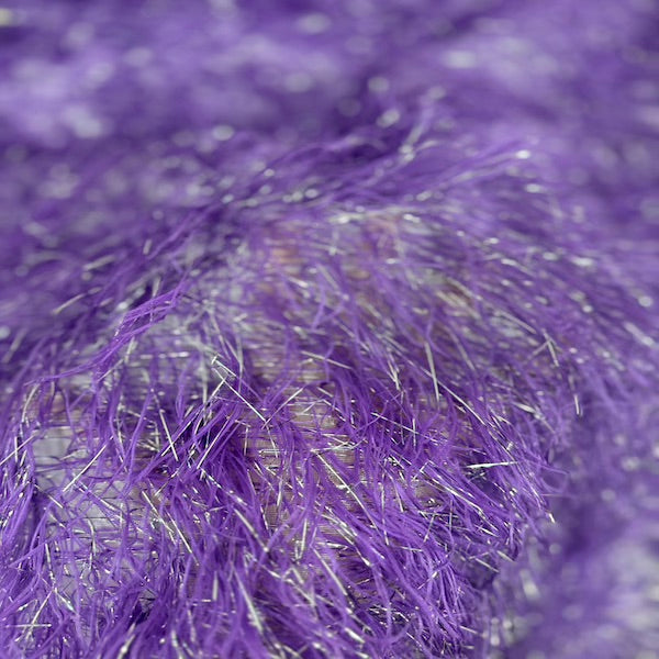 Light Purple | Silver Metallic Faux Ostrich Feather Lace Fabric