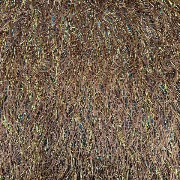 Brown | Gold Metallic Faux Ostrich Feather Lace Fabric