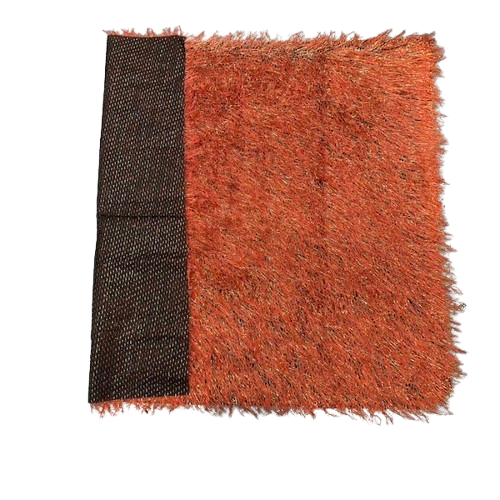 Burnt Orange | Gold Metallic Faux Ostrich Feather Lace Fabric