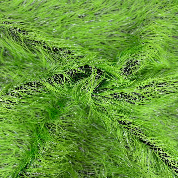 Neon Lime Green | Silver Metallic Faux Ostrich Feather Lace Fabric