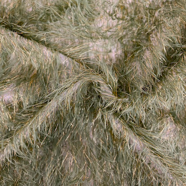 Sage Green | Gold Metallic Faux Ostrich Feather Lace Fabric