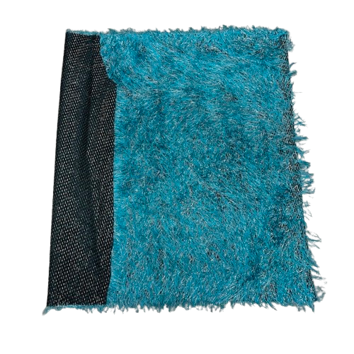 Turquoise Blue | Silver Metallic Faux Ostrich Feather Lace Fabric