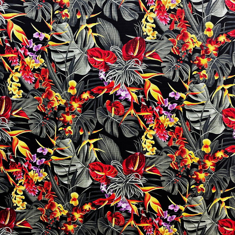 Hawaiian Tropical Garden Fabric | Light Barkcloth