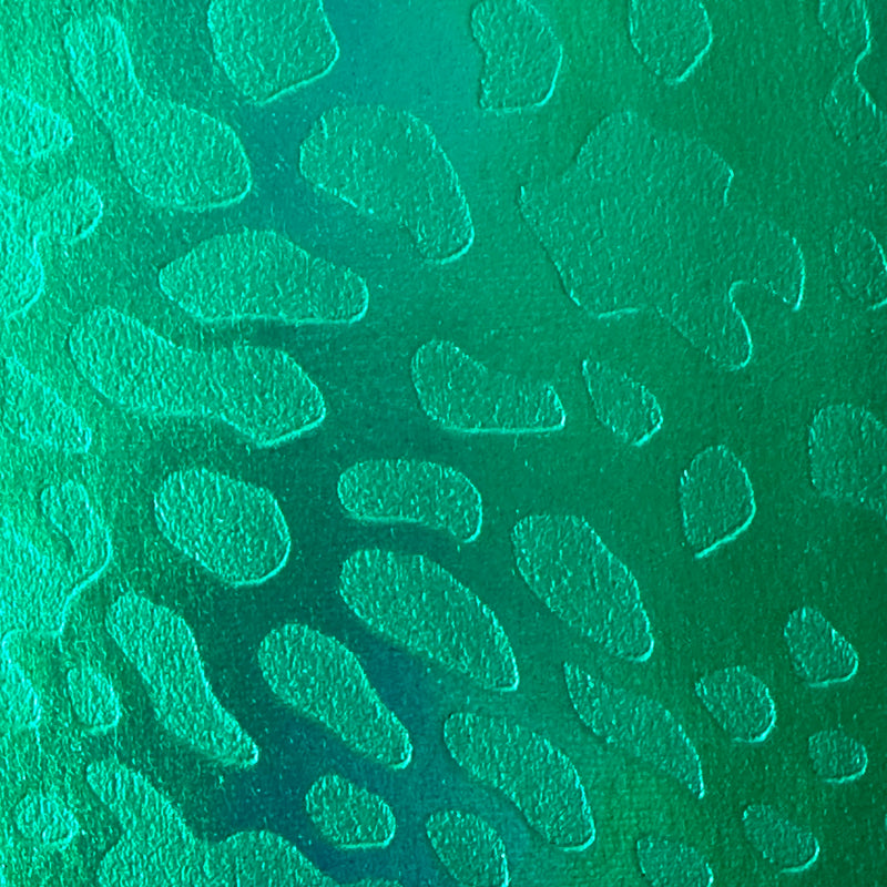 Embossed Cheetah Stretch Velvet Hologram Fabric | Spandex Palace Green