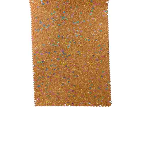 Orange Iridescent Stardust Glitter Vinyl Fabric