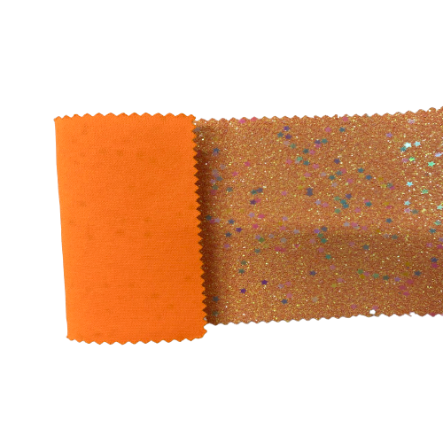 Orange Iridescent Stardust Glitter Vinyl Fabric