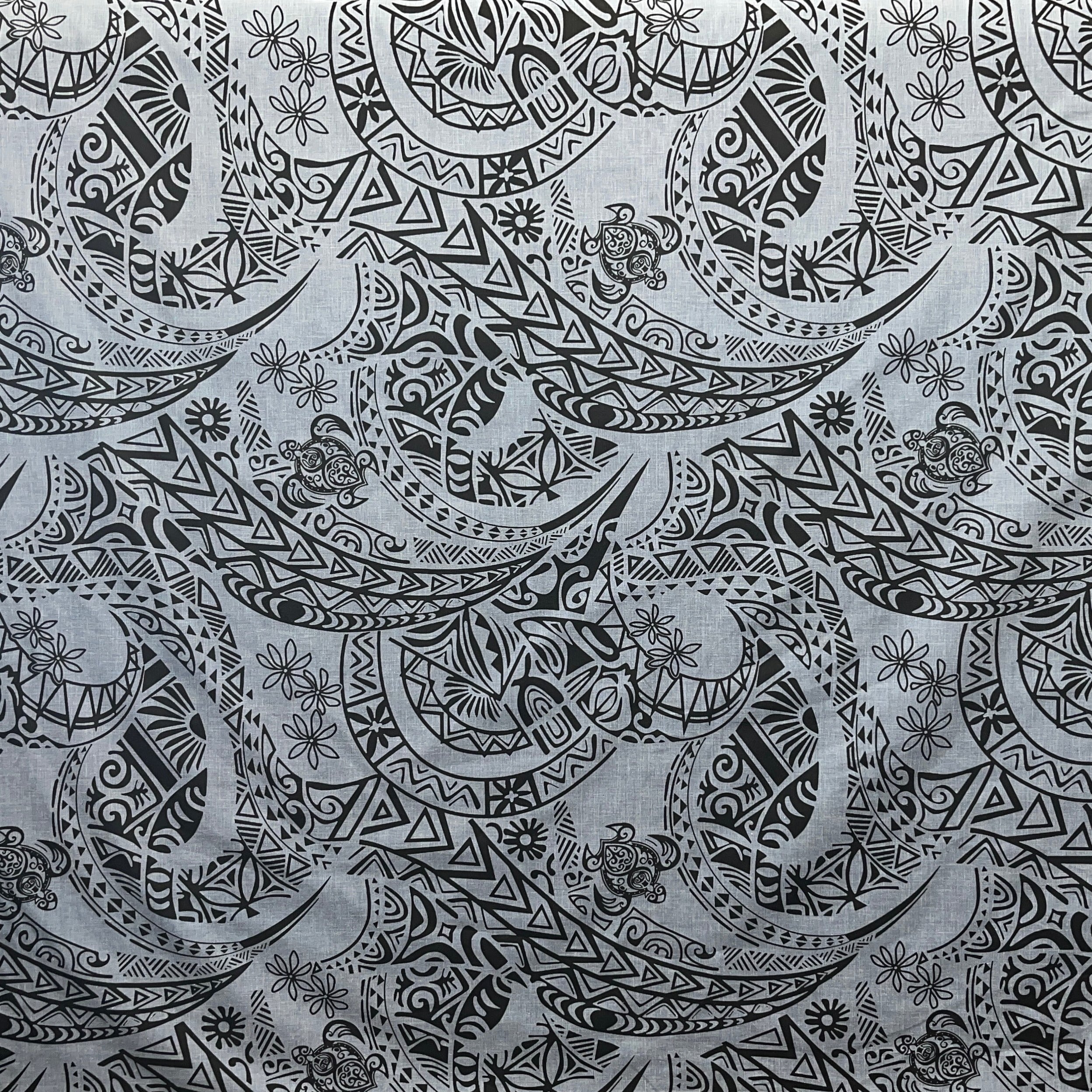 Tribal Tattoo w/Turtles Fabric | Chambray (Denim Look)