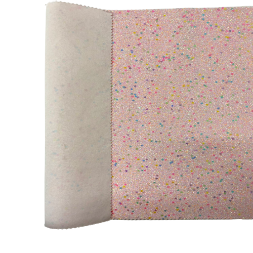 Light Pink Iridescent Stardust Glitter Vinyl Fabric